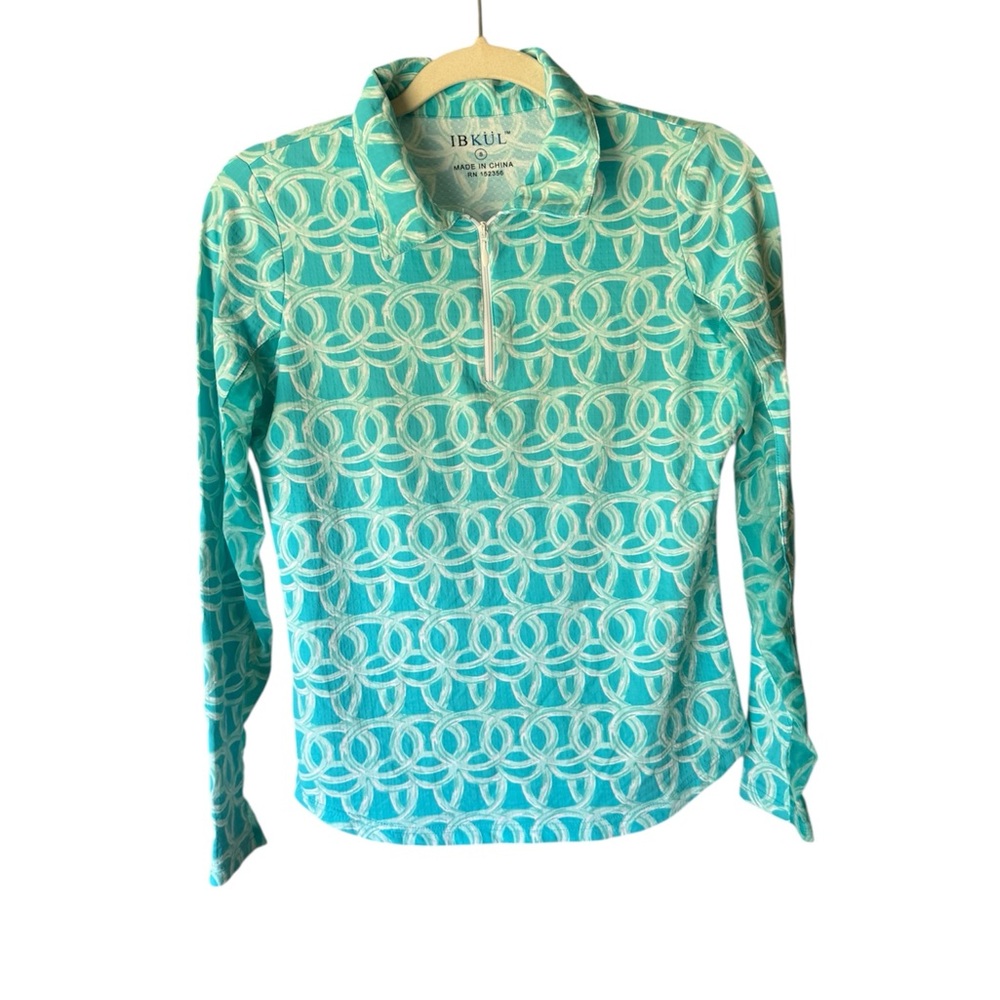 IBKUL Turquoise Patterned Long Sleeve Shirt